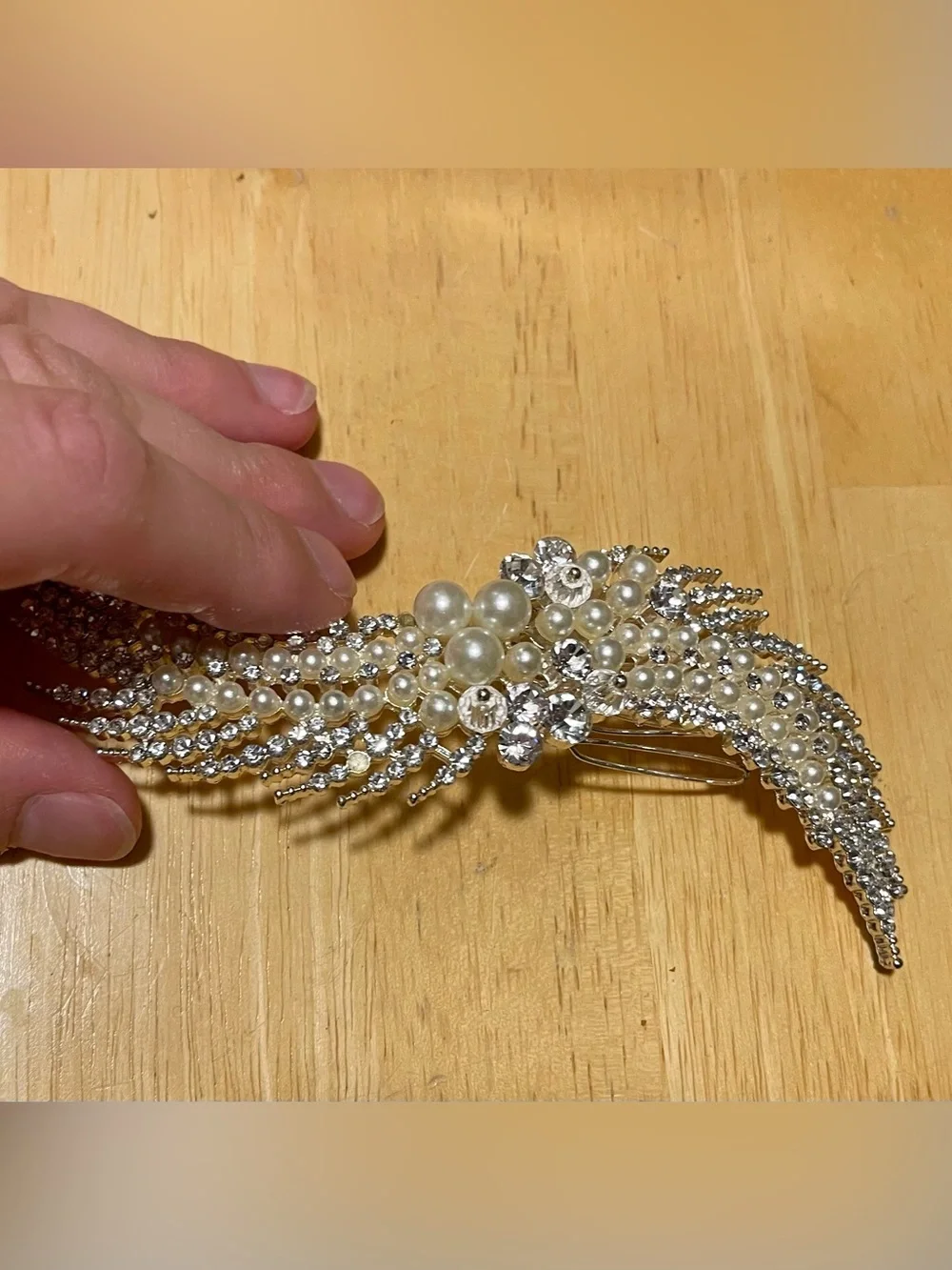 Sparkly Pearl and Diamond Cluster Hair Comb